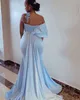Robes de demoiselle d'honneur de la sirène bleu clair Une épaule sans manches Fleurs 3D de taille plus Taille Women Wedding Party Robes sur mesure