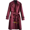 Wine red men Trench Coat Hesperian Style long windbreaker spring autumn color contrast fashion Handsome claret Overcoat
