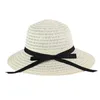 Bucket Hat Summer Women's Boater Beach Wide Side Female Lady Lady Classic Flat Bowknot Straw Women Brim Hats Elob22