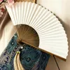 Annan heminredning kinesisk klassisk pappersfläkt vintage män hanfu xuan fans ren färg bambu gentlemen hand vikning abanicos para boda