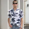 AiopesonハワイスタイルTシャツ男性夏カジュアルスタンドカラー100％コットンS Tシャツファッション高品質服210707