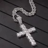 Collana con pendente a croce di diamanti Collane in oro da uomo Gioielli hip-hop con pendente ghiacciato