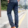 Herren Winter Mid Waist Dicker Baumwollstoff Jeans Männer Casual Classic Straight Jeans Denim Multi-Pocket Overalls Lange Hosen 210319