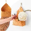 Cestas de armazenamento folha de cedro natural tecido de parede pendurado em cesto de flores de flor do poço japonês organizador doméstico artesanal