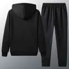 Mężczyźni Dres Winter 2 Sztuka Zestaw Futrzane Pragniony Grube Ciepłe Dres Mężczyźni Jogging Garnitur Fleece Lined Men Sports Nosić Ubrania G1209