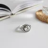 Pure 100% 925 Silver Letter S Open Band Rings for Women Korean Do the Old Style Fine Jewelry YMR610