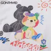 Harajuku Tees Camicie Graffiti Cartoon Orso Stampa Casual Magliette larghe Hip Hop Streetwear T-Shirt Uomo Manica corta Top 210602