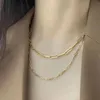 Micci Starels stal okrągły płaski łańcuch rec Choker Naszyjnik Kobiety 18K Gold Paper Paper Paper Clip Clip Link Naszyjnik244i3086397