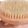 Dry Bath Body Brush Back Scrubber Anti-slip Short Wooden Handle Natural Bristles Shower Exfoliating Massager LLE11943