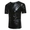 Shiny Gold Coated Metallic T Shirt Men Night Club ee Homme Slim Fit Short Sleeve -shirt Casual Hip Hop 210629