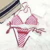 Bayan Bikini Seksi Plaj Bikini Yaz Bölmeleri Mayo Moda Mektup Baskılı Strappy Siyam Bölünmüş Mayo Lemo06
