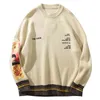 Lacible hip hop sweater pullover män van gogh målning broderi stickade harajuku streetwear toppar casual 210812