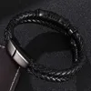 Charm Bracelets Fashion Men Black Leather Bangles Bileklik Pulseiras Stainless Steel Clasp Male Wrist Band Jewelry Gifts284y