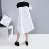 New Unique Style Women Summer Shirt Dress Zipper & Pocket Patchwork Plus Size Lady Loose Fit Midi Casual Dresses 6255 210320