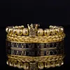 3pcs lusso romano corona reale braccialetto di fascino uomini acciaio inossidabile geometria Pulseiras uomini aperti bracciali regolabili coppia gioielli