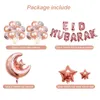 1 ensemble de ballons en aluminium avec lettres Eid Mubarak, décorations pour Ramadan Kareem, bannière étoile lune, ballons à hélium, fournitures de fête islamique musulmane