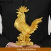 WSHYUFEI Golden Chicken Decoration Gold Plating Lucky Cock Resin Statue Living Room TV Cabinet Figurines Chinese decorations 210804