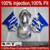 Corps de carénage à 100% d'OEM pour Honda CBR 600F4 600FS 600 F4 Silver Blue FS CC 99-00 Body 54NO.208 600CC CBR600 F4 CBR600F4 99 00 CBR600FS 1999 2000 Moule d'injection Molle de moulage