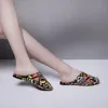 Slippers Women Mixed Colors Flat Slides Peep Toe Shoes Lady Summer Leisure Fashion Sandals Female Green Big Size 11 210517