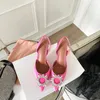 NYA 23SS AMINA MUADDI BEGUM CRYSTAL-EMBELLADE BUCKLE Stain Pumps klackar Sandaler Kvinnors lyxdesigners klär sko kväll höga klackar