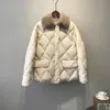 Kobiety Parka Winter Faux Fur Neck Płaszcz z długim rękawem Przyciski Kieszenie Gruba Ciepła kurtka Outwear Kobiet Wyściełane Zipper Kurtki 210515