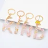 Söt första bokstav nyckelringar för kvinnor flicka a-z engelska alfabet hänge harts akryl bil nyckelkedja ring charm nyckelring hållare