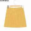 Streetwear Tartan Green Print Women A-line Skirt harajuku High Waist Split Short saia womens plaid Mini 210520