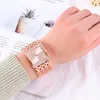 Капля продажи квадратных наручных часов для женщин из нержавеющей стали золотые женские алмазные часы 210616