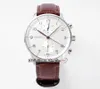 2021 ZFF 371401 ETA A7750 Автоматический хронограф мужские часы стальные корпус белый циферблат коричневые кожаные часы Super Edition (та же толщина как подлинная) PureTime