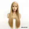 Perruque Lacefrontal synthétique blonde Simulation cheveux humains perruques avant en dentelle 12 ~ 26 pouces de longue perruques droites soyeuses de cheveux humains 181110-26