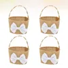 4pcs Gift Wrap Creative Bowknot Linen Basket Beautiful Candy Storage Holder Flower Wedding Supplies