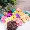 50 pcs/lot soie hortensia fleur artificielle soies à la main Rose tête de fleur pour la décoration de mariage fleur-mur 16 cm en gros ZC983