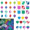 Tie Dye Quadrato Cuore Cerchio Semplice Portachiavi Push Bubble Giocattoli pet pers Portachiavi Giocattolo per bambini Educativo per bambini Regalo di Natale Puzzle H110WRDC1327557