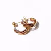 Classic fashion titanium steel three elegant temperament three-ring small C shape earring plating color ear ring earrings