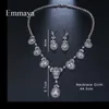 Emmaya Romantic Luxury Jewelry Flower Design Round White Gold Color AAA Cubic Crystal Wedding Jewelry Sets For Brides Jewelry H1022