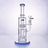 11 pouces Mobius Stereo Matrix Perc Heady Glass Water Pipes Hookahs 14mm Female Joint 5mm Thick Recycler Birdcage 4 Couleurs Oil Dab Rig