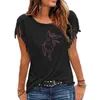 Creative Horse Femmes Coton Tassel Casual T-shirt Vêtements Animaux Tees À Manches Courtes O-Cou T-shirt Femme 210623