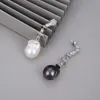 GuaiGuai Jewelry Natural White Black Keshi Baroque Pearl White Gold Color Plated CZ Paved Stud Dangle Earrings For Women Lady Girl7099654