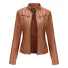 Women Faux Leather Jacket Autumn Winter Long Sleeve Plus Size Fashion Ladies Solid Zipper Biker Coat Female Casual Outwear 210908