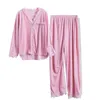 Nhkdsasa sleepwear mulheres pajama despeje femme conjuntos com calças de veludo pijama quente plus tamanho grande terno de casa conjuntos de mujer 211211