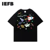 IEFB Cartoon Astronaut Graffiti Short Sleeve T-shirt For Men Blue Summer Round Collar Causal Tee Tops Loose 9Y7489 210524