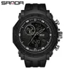 SANDA 6012ブランドの男性デジタルスポーツの腕時計ミリタリースポーツデュアルディスプレイデート週時計防水電子腕時計Relogio G1022