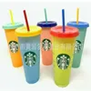 2021 CAMBIO DE COLOR DE COLOR DE 24OZ CUBIERTAS PLÁSTICO DE JURMO BEBIDO PLÁSTICO CON LIP Y PEQUEÑA MAGA MAGA TAZA COSTOM STARBUCKS COLOR CAMBIO 370 S2