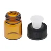 100 Packs Small Essential Oil Bottle Perfume Bottle Amber Glass Vials with Plug and Caps Retail Box