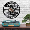 Cuisine japonaise vinyle record horloge murale moderne Design Sushi rouleaux muraux horloge murale Montre Sushi bar japonais Sashimi Restaurant 210930