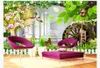 Personalizzato 3D Wallpaper Forma geometrica Canale Big Tree Scenery Bello Paesaggio Parsorale Stile Pastorale Stile Murale Soggiorno Tv Sfondo Parete Home Decor