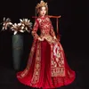 Utsökt kinesisk stil bröllopsklänning vintage cheongsam kvinnor äktenskap set suzhou broderi brud kostym dam present etnisk kläder