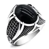Pierścienie ślubne Retro ręcznie robiony turecki pierścionek dla mężczyzn Vintage Double Swords Czarny cyrkon punk 2021 Trendia islamska religijna muzułmańska żyd 4866789