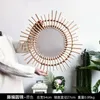 Miroirs Nordic Ins Japonais Mur En Rotin Miroir Décoratif Dressing Art Décoration Ronde Suspendue