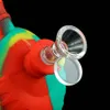 Glas Vattenrör DAB Rigger Rökning Bong Rör Hookah Silikon Hookah Används för torr ört Tobak Liten skål ingår